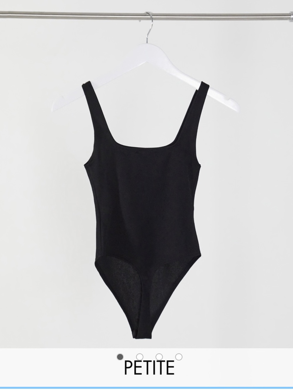 Flounce London Petite basic square neck slinky body in black - Size 4P